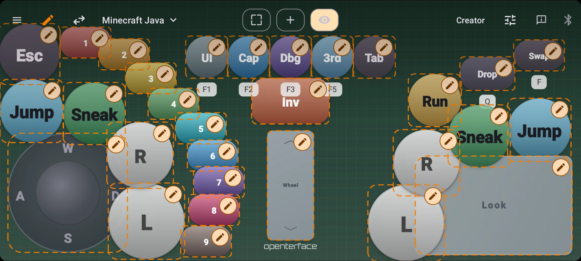 Gamepad module editor, configure stick, button, and touchpad modules